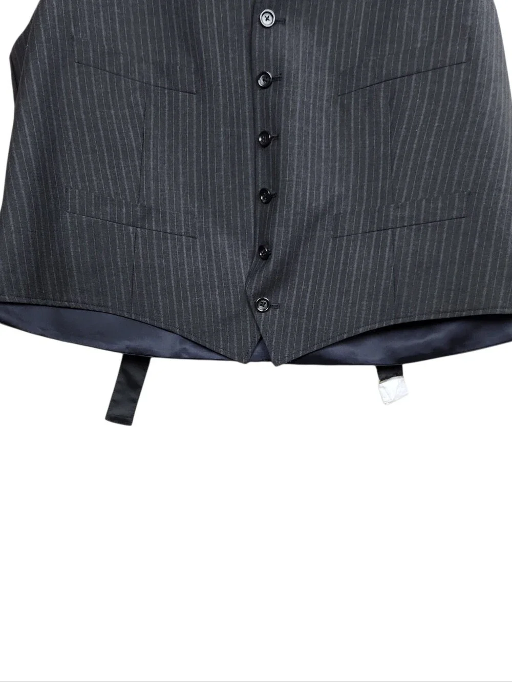 J. Crew Dark Grey Black Pinstripe Suit Vest NWT Wool 27565 Formal Mens Size L